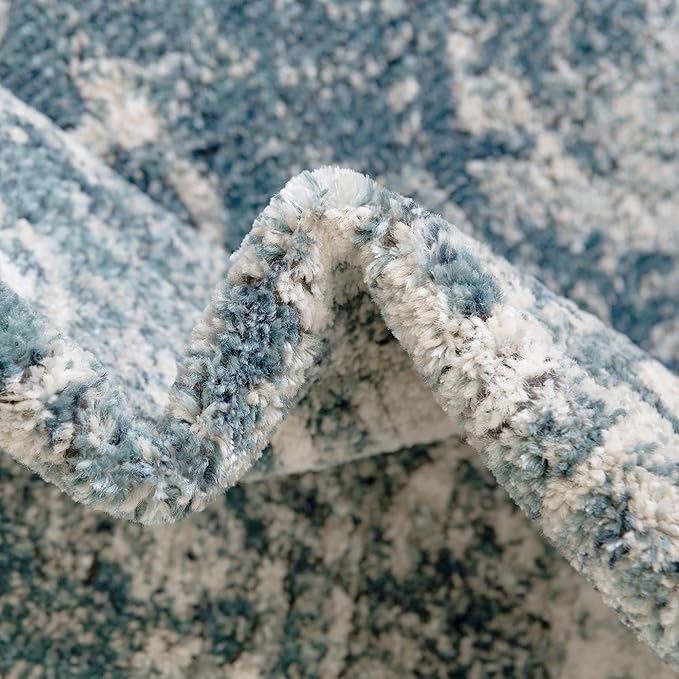 Unique Loom Isabella Collection Area Rug - Adjani (5' 1" Round, Blue/ Beige)