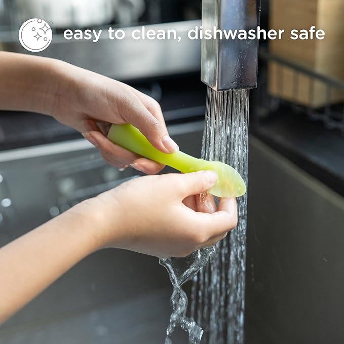 Olababy 100% Silicone Soft-Tip Training Spoon for Baby Led Weaning 2pack (Coral/Lilac)