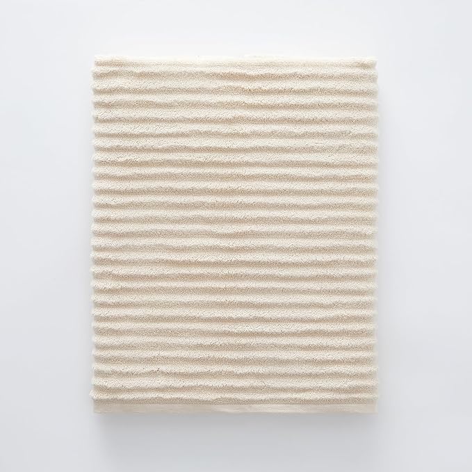 Blue Loom Ribbed Bath Sheet & Towel, 100% Cotton 600 GSM, Soft Absorbent Durable Quick Drying Bath Sheet & Bath Towel Set for Bathroom - Mason Set of 2 Ivory Beige (65" x 45" & 58" x 30")