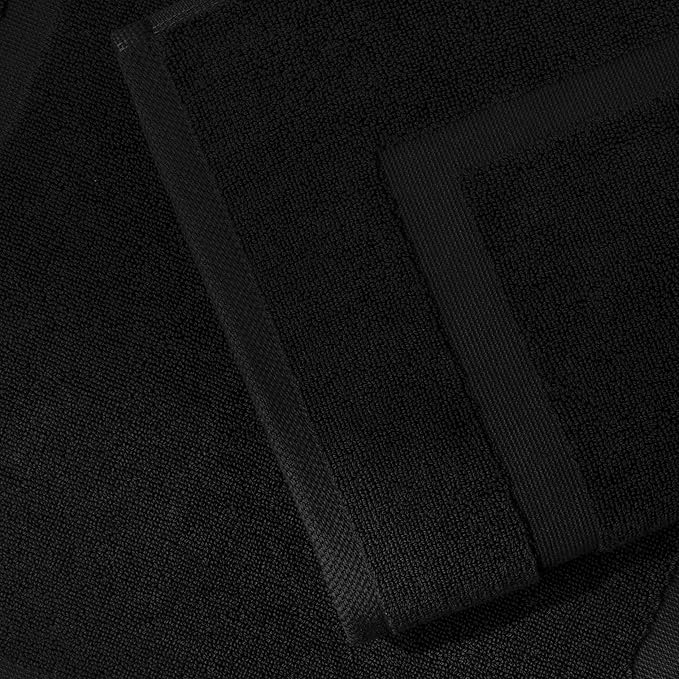 SALBAKOS 100% Turkish Cotton Bath Mat Set 2-Piece - 20x34 inch, Premium Quality Hotel & Spa Collection, Soft, Absorbent, Long Lasting, Durable Bathroom Rugs | Made in Turkey (Black, 2 Bath Mats)