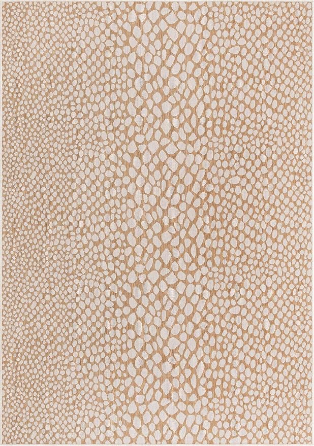 Unique Loom Outdoor Collection Area Rug - Cape Town (7' 1" x 10' Rectangle, Dark Beige/ Ivory)