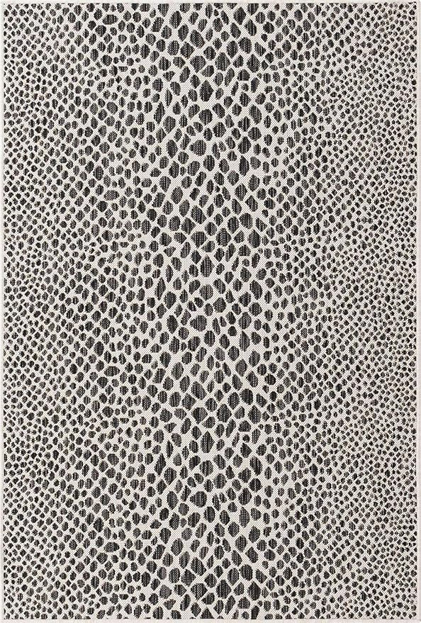 Unique Loom Outdoor Collection Area Rug - Cape Town (4' 1' x 6' 1' Rectangle, Black/ Ivory)