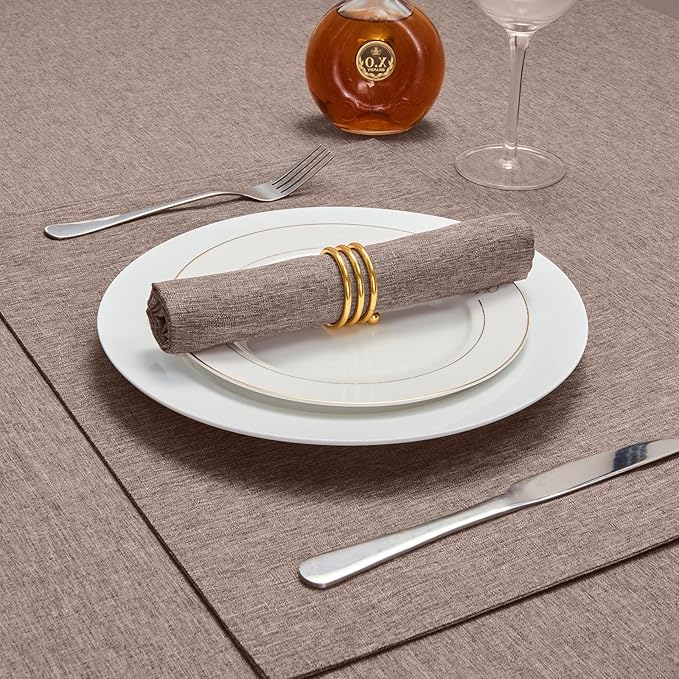 Cloth Napkin Set of 8 Square Washable Reusable Linen Fabric Polyester for Kitchen Dinner Dining Restaurants Wedding Party Banquet Table(Mocha/17x17 Inch)