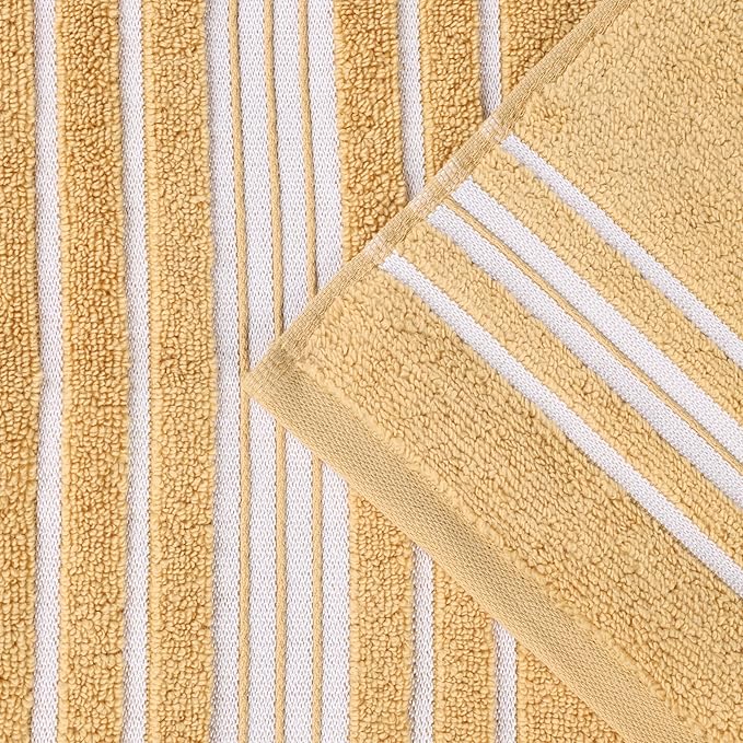 Superior Cotton 6 Piece Towel Set, 2 Bath, 2 Hand, 2 Washcloth/Face Towels, Quick Dry, Home Essentials, Shower, Spa, Luxury Plush Soft Absorbent Towels, Zero-Twist, Solid, Sadie Collection, Gold