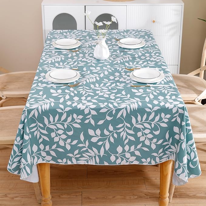 Walrus Heavy Duty Vinyl Tablecloth with Flannel Backing Waterproof Oil-Proof Plastic Table Cloth Stain-Resistant Wipeable Rectangle or Square Table Cover for Indoor and Outdoor (Branch, 60X84 Inch)