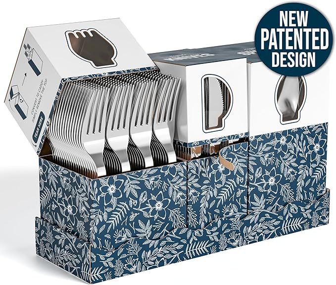 Exquisite Silver Plastic Silverware Heavy Duty 600 Pack - Utensil Caddy For Parties, Utensil Holder For Kitchen Counter 200 Each Plastic Spoons Forks & Knives Set Flatware Sets Disposable Silverware.
