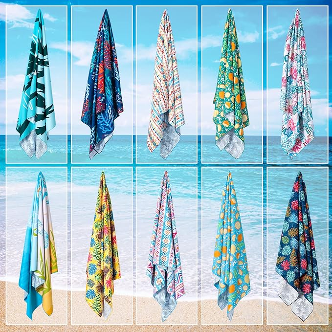 2 Pack Microfiber Beach Towel, Oversized Microfiber Pool Towel 75”x 35”, Sand-Free Beach Towel, Quick Drying Camping Towel, Super Absorbent Bath Blanket, Soft Breathable and Lightweight