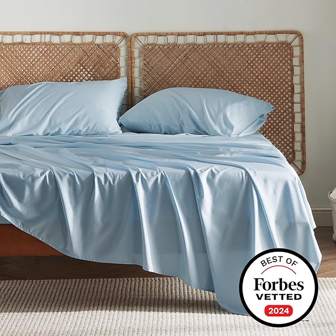 Bedsure Full Size Bed Sheets, Cooling Sheets, Rayon Derived from Bamboo, Breathable & Soft, Deep Pocket Up to 16 Inches, Hotel Luxury Silky Bedding for Hot Sleepers, Aqua