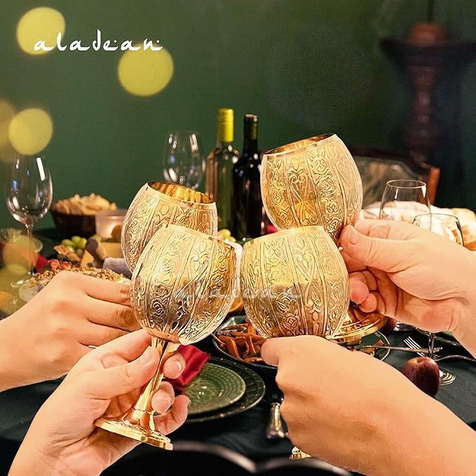 Vintage Chalice Medieval Goblet | 1x Solid Brass Red Wine Glass Cups of Royal King Arthur - Renaissance, Birthday Gifts Christmas Wedding Anniversary Novelty Ceremonial Drinkware (Emperor's Chalice)