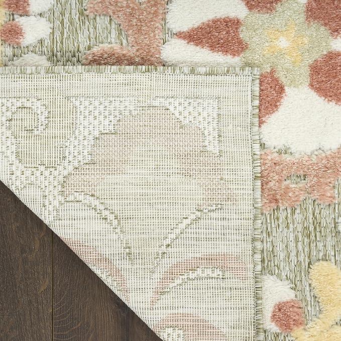Nourison Home Aloha Sage Rose 9' x 12' Area Rug - Easy Clean, Non Shedding, Bed Room, Living Room, Dining Room, Kitchen (9' x 12')