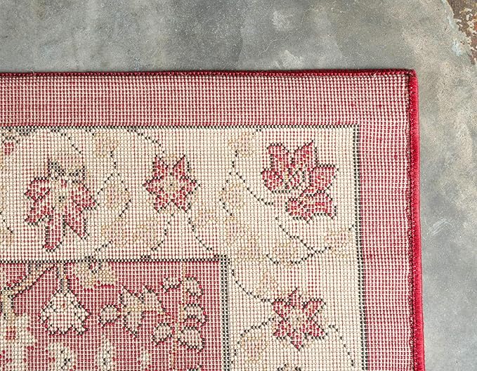 Unique Loom Espahan Collection Area Rug - Cape Cod (6' 1" x 9' Rectangle, Red/ Beige)