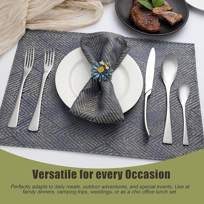 40-Piece Silverware Set for 8, Stainless Steel Flatware Set Food-Grade Silverware Cutlery Set, Include Knife/Fork/Spoon, Mirror Polished, Dishwasher Safe