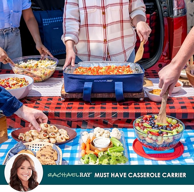 Rachael Ray Lasagna Lugger, Thermal Insulated Casserole Carrier for Hot or Cold Food, Lugger Tote for Potluck, Parties, Picnic, and Cookouts, Fits 9" x 13" Baking Dish