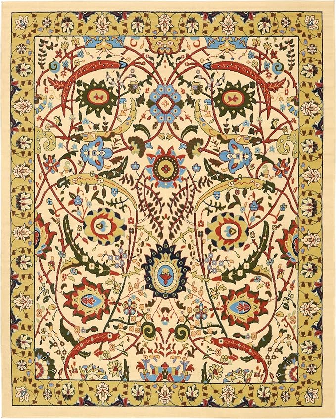 Unique Loom Espahan Collection Area Rug - Cape Cod (7' 10" x 10' Rectangle, Cream/ Black)