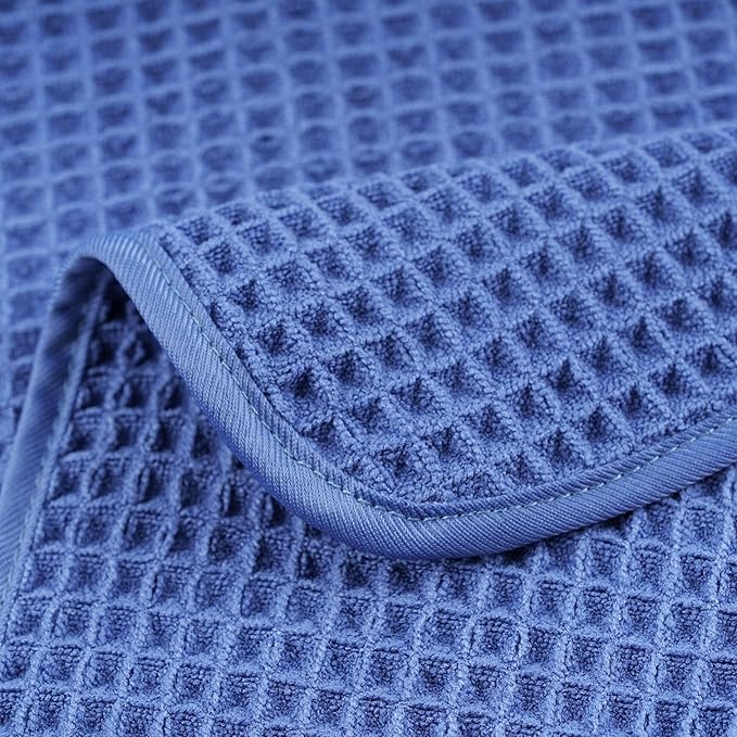 POLYTE 430 GSM Microfiber Lint Free Hand Towel, 16 x 30 in, 4 Pack (Waffle Weave)