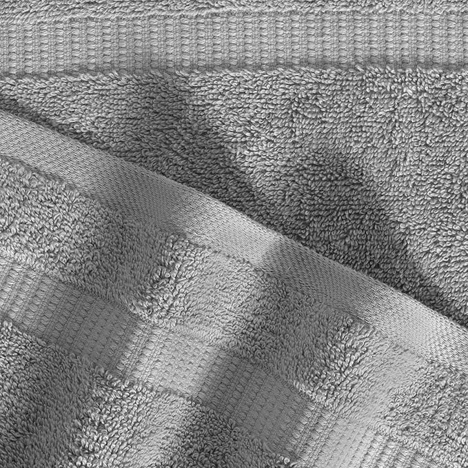 SALBAKOS 100% Turkish Cotton Washcloth Set of 12 13x13 inch | Heirloom Quality | Hotel & Spa Collection | Ultra Soft, Super Absorbent, Wash Cloth Towels | Made in Turkey (Silver 12 Pcs Washcloth)