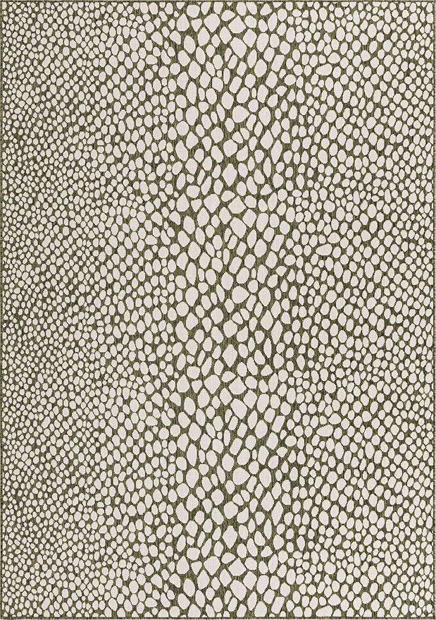 Unique Loom Jill Zarin Outdoor Collection Area Rug - Cape Town (7' 1" x 10' Rectangle, Green/ Ivory)