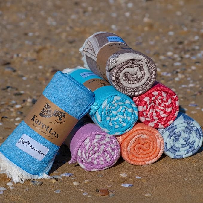 Turkish Beach Towel - 100% Organic Cotton - Soft, Quick-Dry, Sand Proof, Prewashed - Lightweight & Oversized for Beach, Pool, Yoga, Bath, Travel, Gym, Throw - Sienna (Brown)