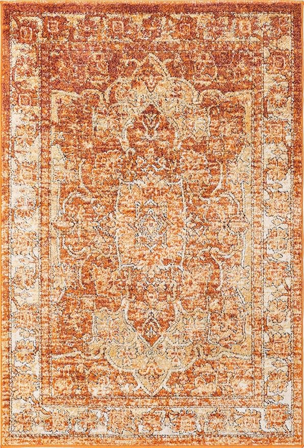 Unique Loom Isabella Collection Area Rug - Adjani (4' 1" x 6' 1" Rectangle, Rust Red/ Black)