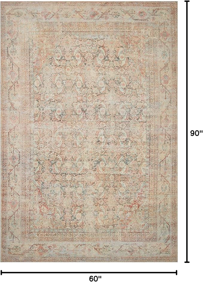 Loloi Adrian Collection ADR-01 Natural/Apricot 5'-0" x 7'-6", .19" Thick Area Rug