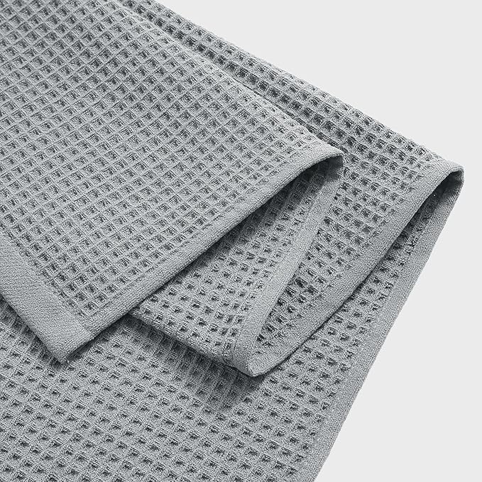 40 x 80 Inches Extra Large Bath Sheets Towels Microfiber Waffle Oversized Bath Towels for Bathroom Quick Dry Lightweight (Grey, Bath Sheets set-6PCS)