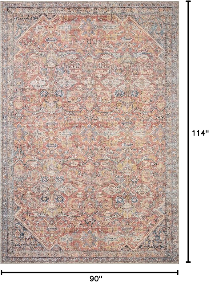 Loloi Adrian Collection ADR-02 Rust/Denim 7'-6" x 9'-6", .19" Thick Area Rug