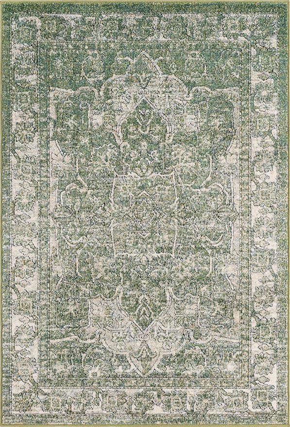 Unique Loom Isabella Collection Area Rug - Adjani (4' 1" x 6' 1" Rectangle, Green/ Ivory)