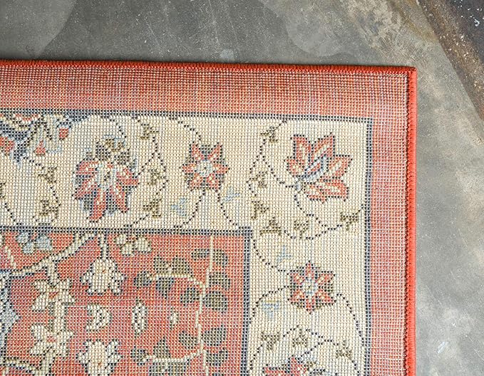 Unique Loom Espahan Collection Area Rug - Cape Cod (7' 1" x 10' Rectangle, Terracotta/ Black)