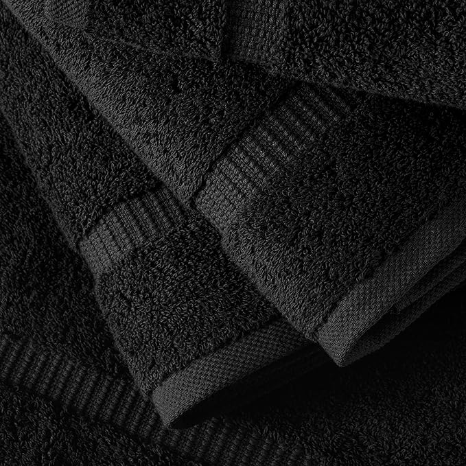 SALBAKOS 100% Turkish Cotton Hand Towel Set of 6 16x30 inch | Heirloom Quality | Hotel & Spa Collection | Ultra Soft, Super Absorbent, Long Lasting Hand Towels | Made in Turkey (Black, 6 Hand Towels)