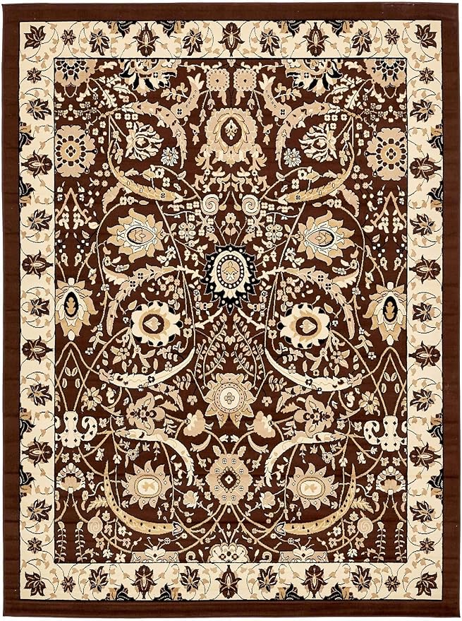 Unique Loom Espahan Collection Area Rug - Cape Cod (9'x 12' Rectangle, Brown/ Beige)