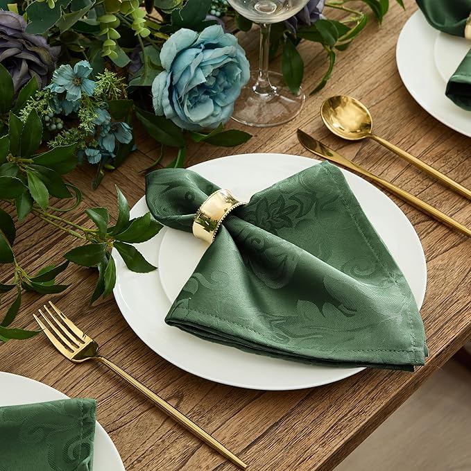 Newbridge Christmas Barcelona Damask Fabric Tablecloth, 60 x 84 Inch Oval, Hunter Green – No Iron, Soil Resistant Table Cover for Dining, Parties and Holidays