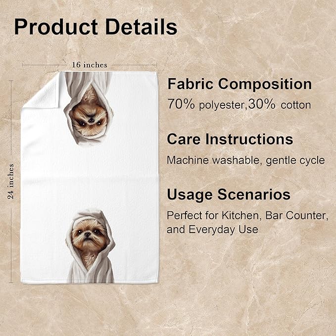 Shih Tzu Gifts Hand Towels–Upgraded Fabric, Funny Dog Hand Towels for Bathroom Washroom Restroom Decor, Shih Tzu Gifts for Women Dog Lovers, 16x24 Inch