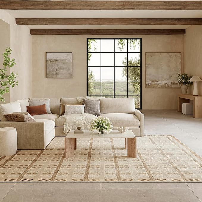 Nourison Nordic Taupe 8' x 10' Scandinavian Area Rug - Easy Cleaning, Non Shedding, Bed Room, Living Room, Dining Room, Kitchen (8' x 10')