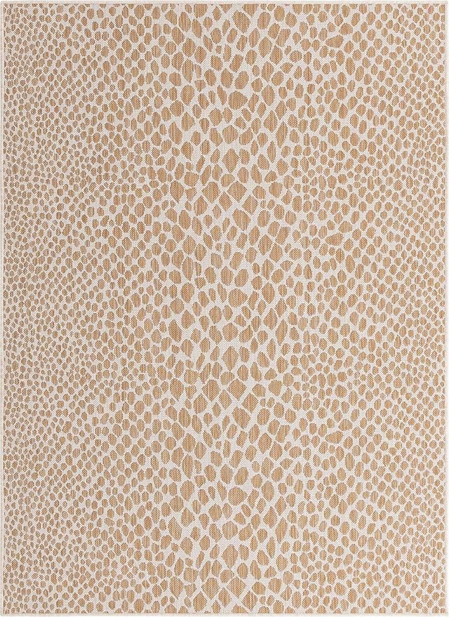 Unique Loom Outdoor Collection Area Rug - Cape Town (5' 3' x 8' Rectangle, Dark Beige/ Ivory)