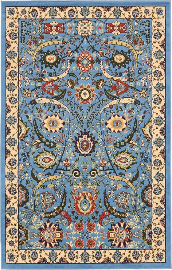 Unique Loom Espahan Collection Area Rug - Cape Cod (5' 3" x 8' Rectangle, Blue/ Black)