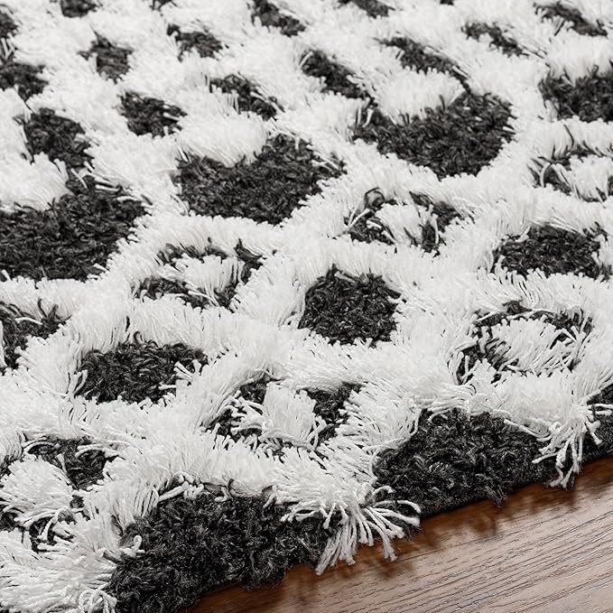 Livabliss Hapsburg Moroccan Shag Area Rug,7'10" x 10'3",Black/White