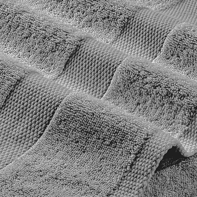 Light Gray Bath Towel Set of 6 - 100% Cotton Highly Absorbent Towels for Bathroom, 2 Luxury Bath Towels 650GSM, 2 Hand Towels, 2 Washcloths