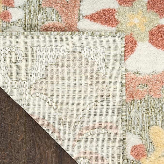 Nourison Home Aloha Sage Rose 5'3" x 7'5" Area Rug - Easy Clean, Non Shedding, Bed Room, Living Room, Dining Room, Kitchen (5' x 8')