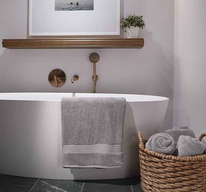 Fabdreams 100% Organic Cotton Bath Towel Set of 6 700 GSM Hotel Premium Plush Absorbent Soft Durable Skin-Friendly Spa Quality Bathroom Comfort with 2 Bath 2 Hand Towels and 2 Wash Cloths Dark Grey