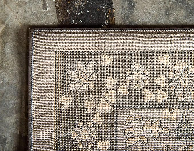 Unique Loom Espahan Collection Area Rug - Cape Cod (7' 1" x 10' Rectangle, Dark Gray/ Black)