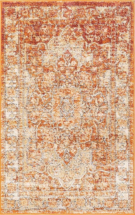 Unique Loom Isabella Collection Area Rug - Adjani (3' 3" x 5' 3" Rectangle, Rust Red/ Black)