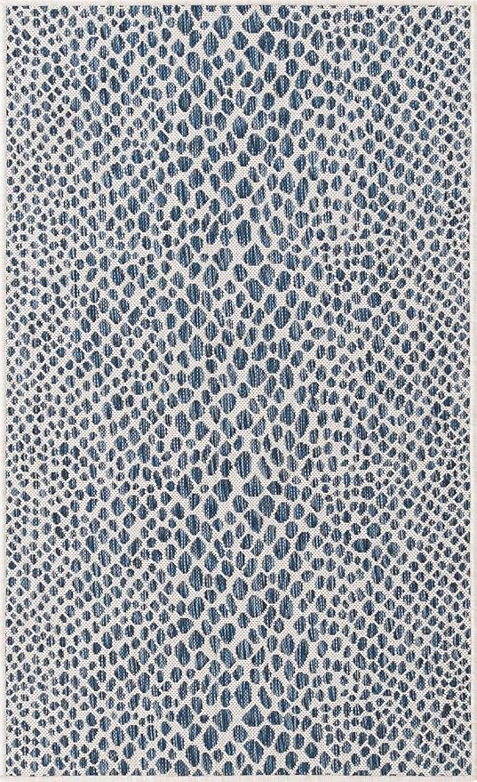 Unique Loom Outdoor Collection Area Rug - Cape Town (3' 3' x 5' 3' Rectangle, Blue/ Olive)