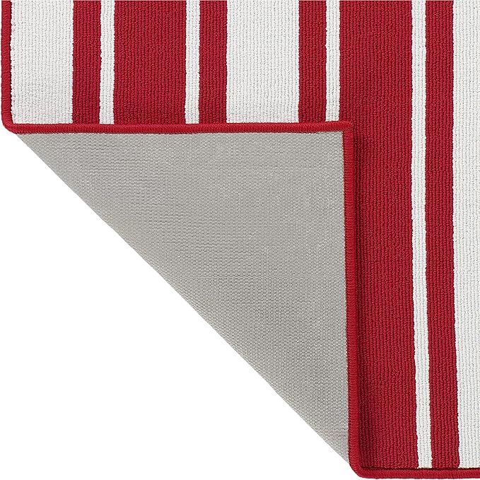 Nautica β Runner Rug | Indoor Runners for Hallways and Entry Rugs| Non-Slip and Non-Skid Entry and Kitchen Door Mat| Machine Washable Entryway Carpet Rugs |26β x 96β |Stripe Red
