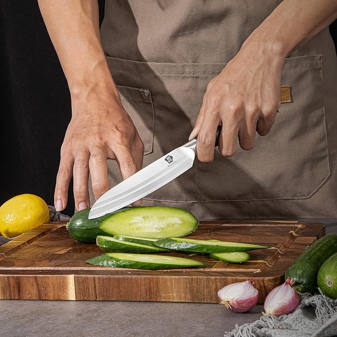 WILDMOK Professional Knife Set, 5 Pieces Kitchen Knife Set, German Stainless Steel Chef Knife Set withGift Box, Black Pakkawood Handle