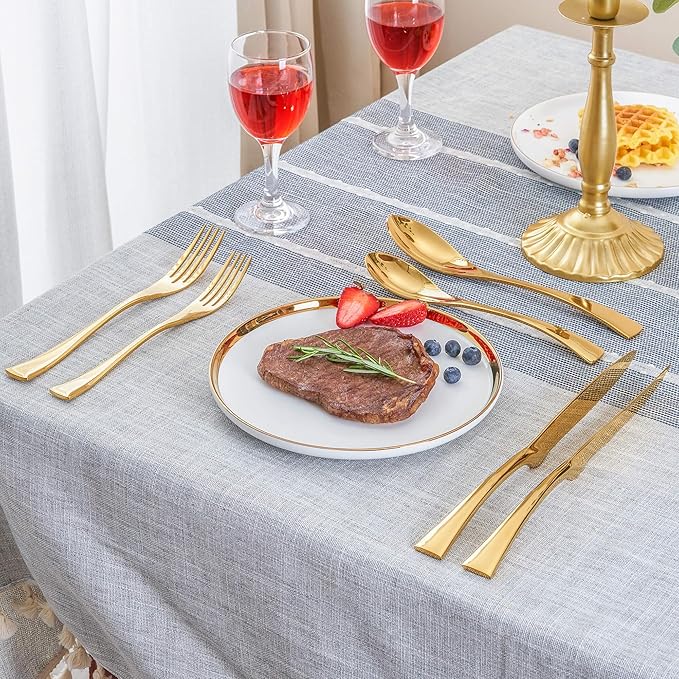 24 Pieces Gold Silverware Set with Steak Knives Service for 4,Modern 18/10 Stainless Steel Flatware Cutlery Set,Utensil Set for Home Restaurant Hotel,Mirror Polished,Dishwasher Safe