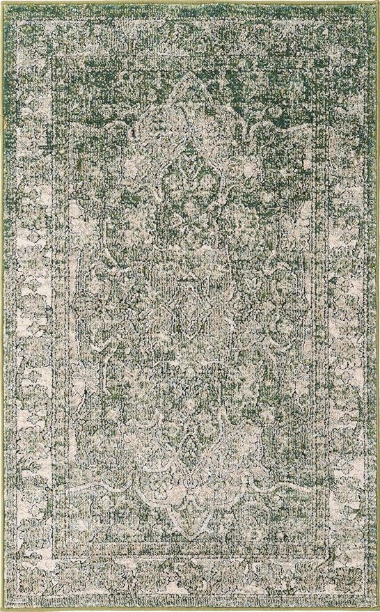 Unique Loom Isabella Collection Area Rug - Adjani (3' 3" x 5' 3" Rectangle, Green/ Ivory)