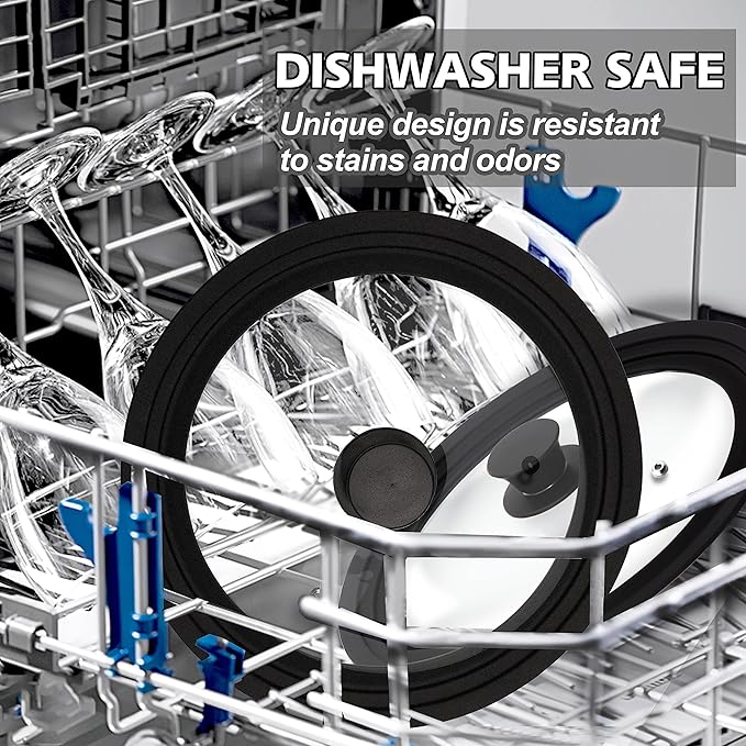 Tempered Glass Lid - Universal Lid with Heat Resistant Silicone Rim for Pots, Pans and Skillets - Pan Cover Replacement Lid Fits 10", 11" and 12" Diameter Cookware