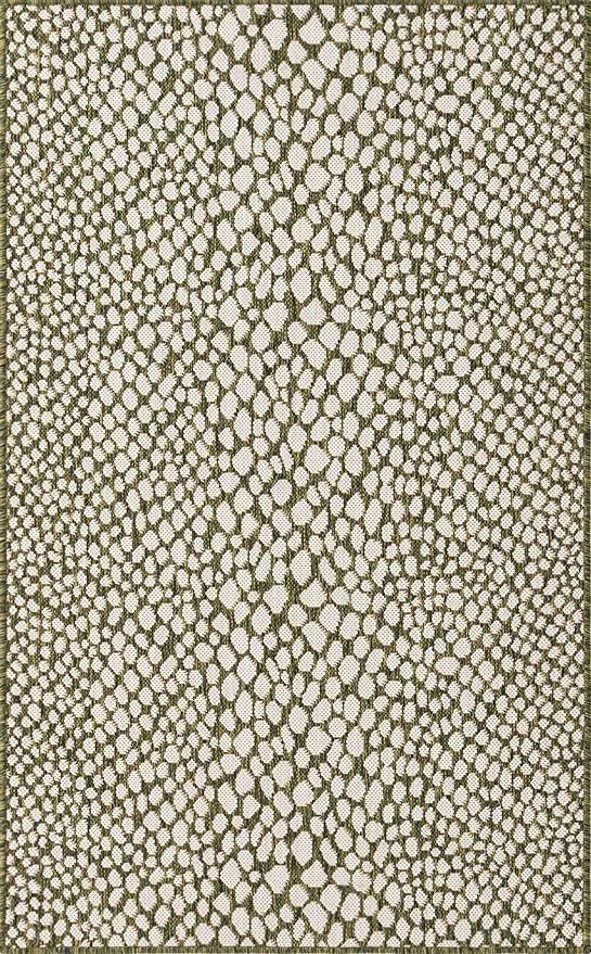 Unique Loom Outdoor Collection Area Rug - Cape Town (3' 3" x 5' 3" Rectangle, Green/ Ivory)