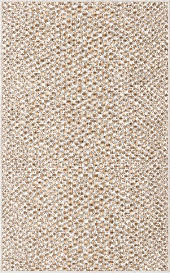 Unique Loom Outdoor Collection Area Rug - Cape Town (3' 3' x 5' 3' Rectangle, Dark Beige/ Ivory)