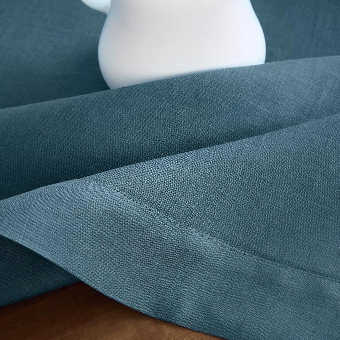 Solino Home Linen Cloth Placemats Set of 4 - 100% Pure Linen Peacock Blue Placemats 14 x 19 Inch for Winter - Fete